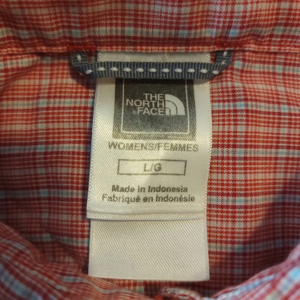 The North Face Red/Blue Micro Plaid Short Sleeve Button Down Top Size Large - Picture 4 of 4